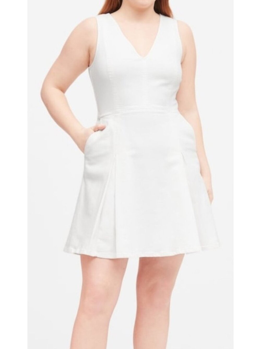 White Denim Fit & Flare Dress - Banana Republic